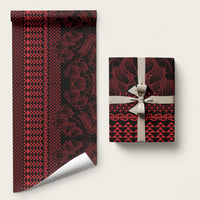 Red Taniko Kowhaiwhai Tukutuku Motif Wrapping Paper LT9 58" × 23" Red - Polynesian Pride