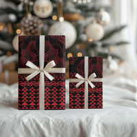 Red Taniko Kowhaiwhai Tukutuku Motif Wrapping Paper LT9 - Polynesian Pride