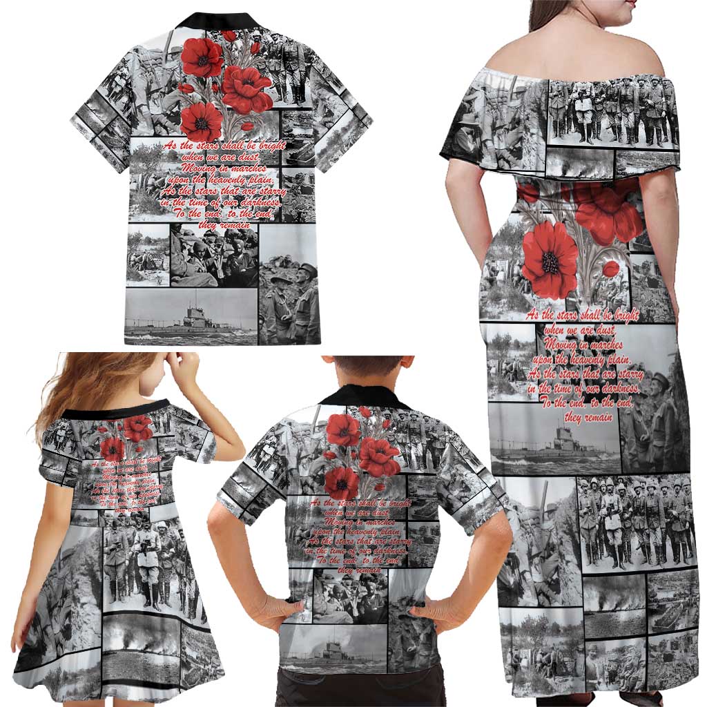 ANZAC Day Gallipoli Campaign Family Matching Off Shoulder Maxi Dress and Hawaiian Shirt To The End They Remain