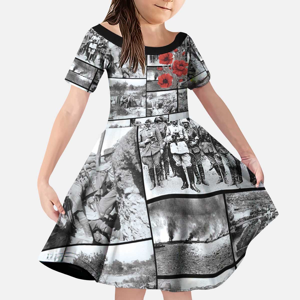 ANZAC Day Gallipoli Campaign Kid Short Sleeve Dress To The End They Remain LT9 KID Black - Polynesian Pride