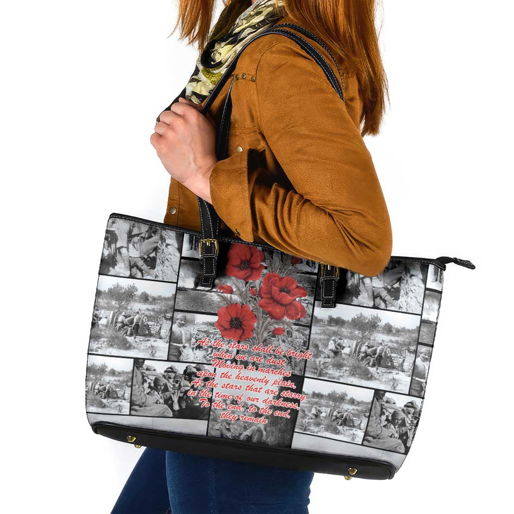 ANZAC Day Gallipoli Campaign Leather Tote Bag To The End They Remain LT9 Black - Polynesian Pride