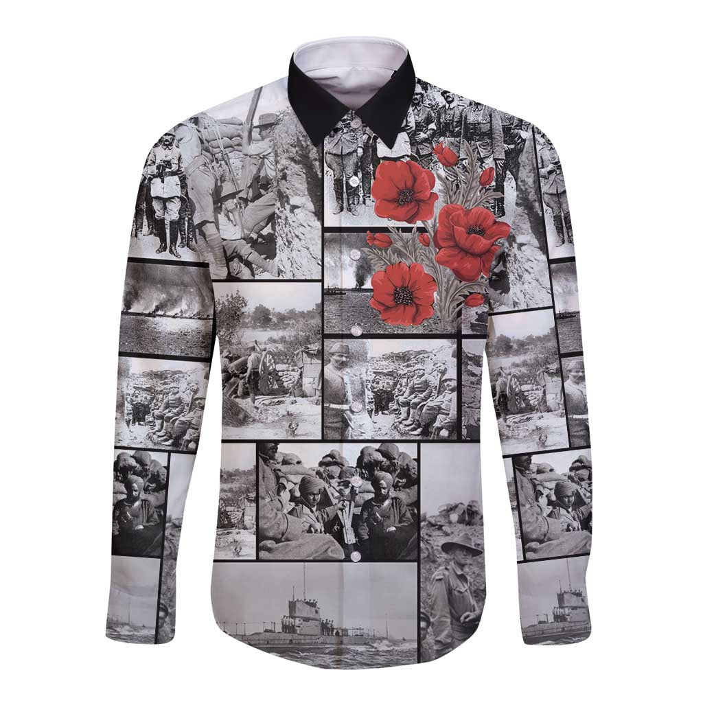 ANZAC Day Gallipoli Campaign Long Sleeve Button Shirt To The End They Remain LT9 Unisex Black - Polynesian Pride