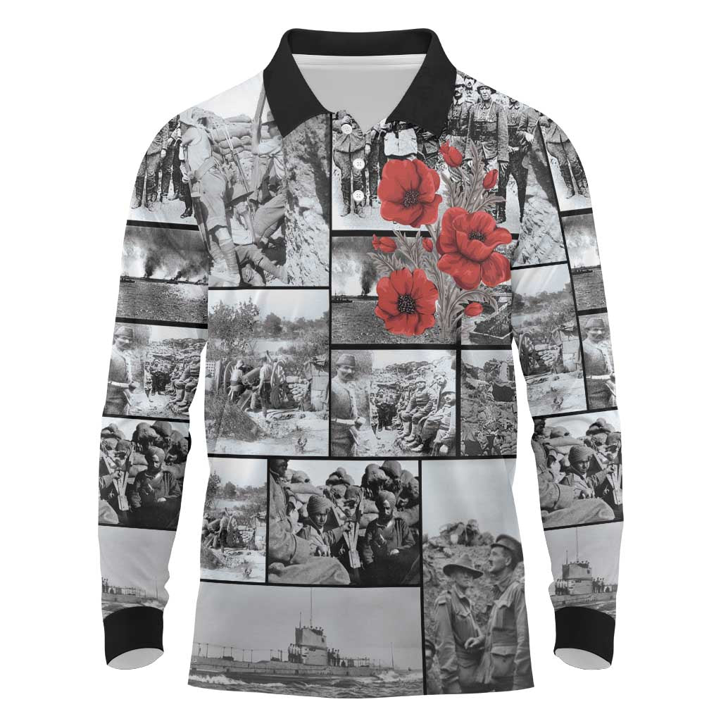 ANZAC Day Gallipoli Campaign Long Sleeve Polo Shirt To The End They Remain