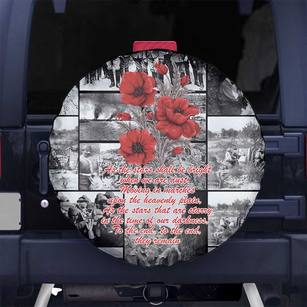 ANZAC Day Gallipoli Campaign Spare Tire Cover To The End They Remain LT9 No hole Black - Polynesian Pride
