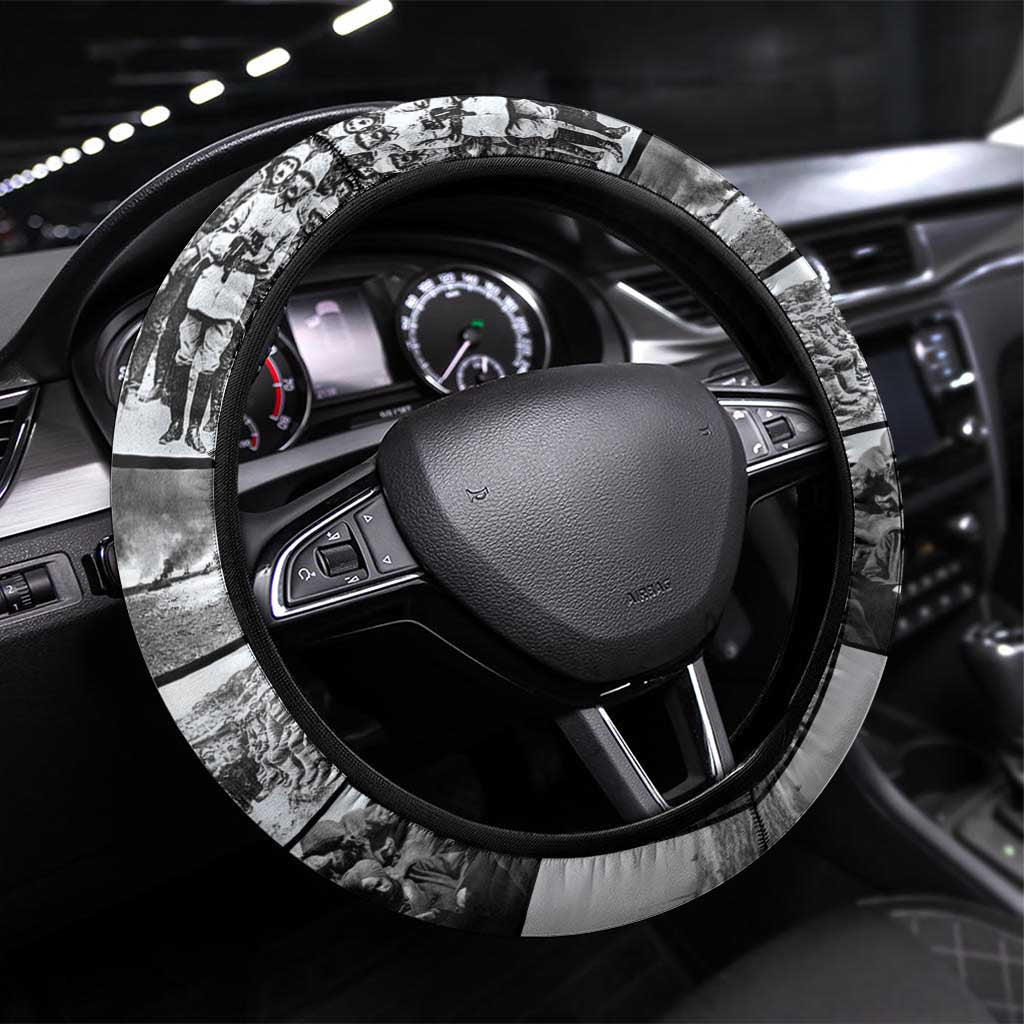 ANZAC Day Gallipoli Campaign Steering Wheel Cover To The End They Remain LT9 Universal Fit Black - Polynesian Pride