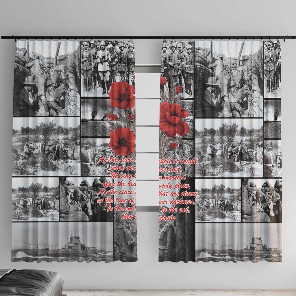 ANZAC Day Gallipoli Campaign Window Curtain To The End They Remain LT9 With Hooks Black - Polynesian Pride