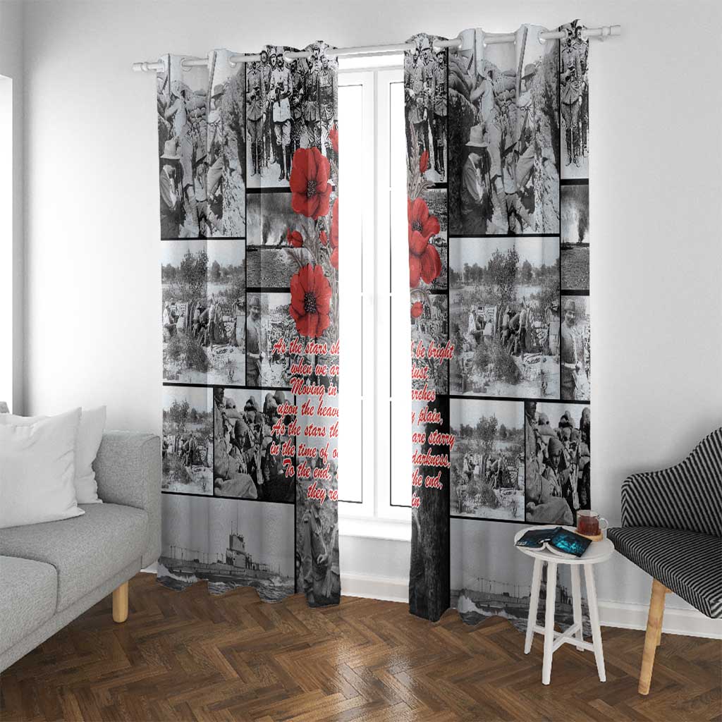 ANZAC Day Gallipoli Campaign Window Curtain To The End They Remain LT9 With Grommets Black - Polynesian Pride
