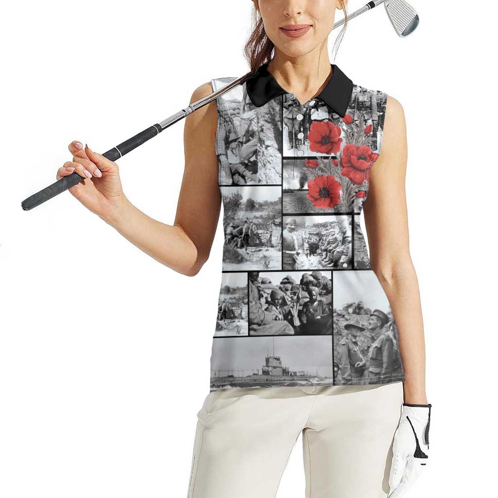 ANZAC Day Gallipoli Campaign Women Sleeveless Polo Shirt To The End They Remain