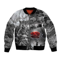 Black ANZAC Day The Battle of Lone Pine Bomber Jacket Kiwi-Kangaroo Soldier Lest We Forget