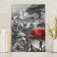 Black ANZAC Day The Battle of Lone Pine Canvas Wall Art Kiwi-Kangaroo Soldier Lest We Forget LT9 Without Frame Black - Polynesian Pride