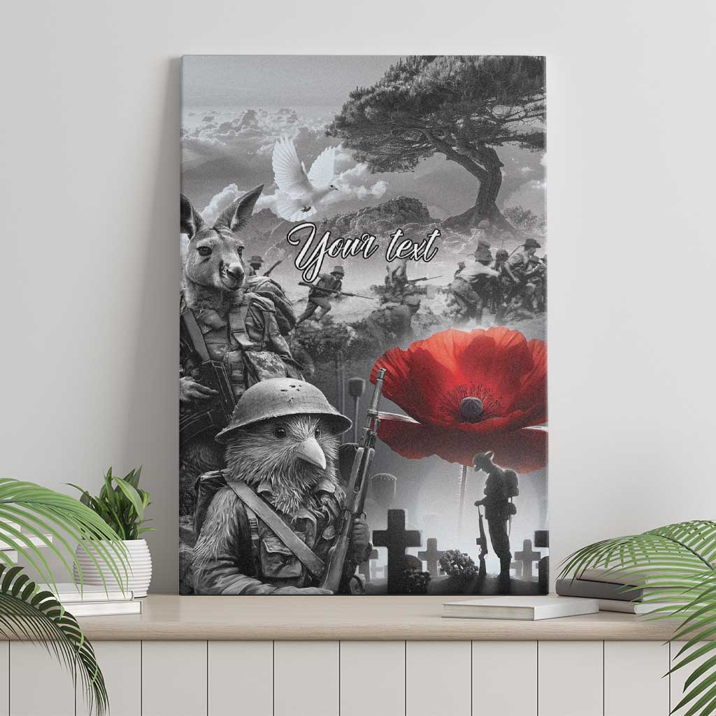 Black ANZAC Day The Battle of Lone Pine Canvas Wall Art Kiwi-Kangaroo Soldier Lest We Forget LT9 - Polynesian Pride