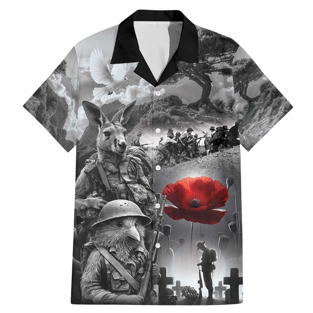 Black ANZAC Day The Battle of Lone Pine Family Matching Mermaid Dress and Hawaiian Shirt Kiwi-Kangaroo Soldier Lest We Forget