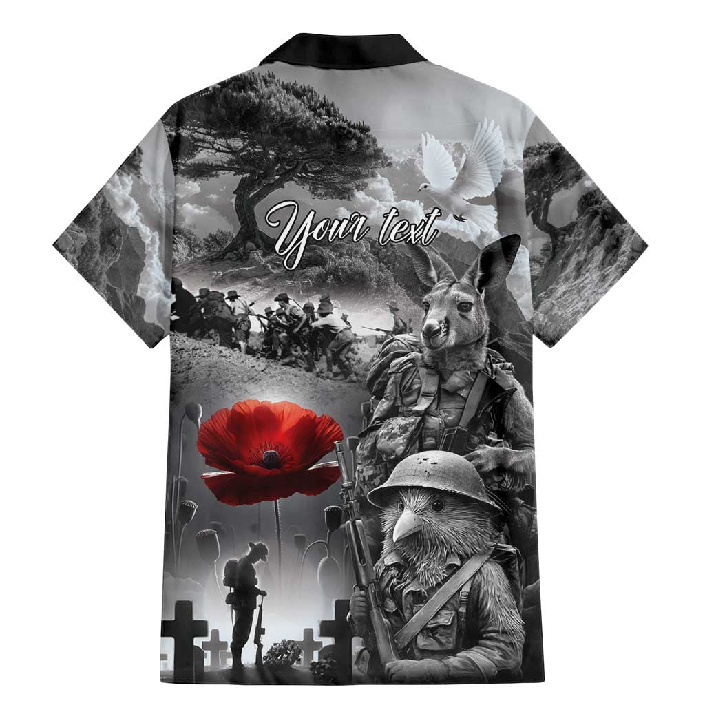 Black ANZAC Day The Battle of Lone Pine Family Matching Mermaid Dress and Hawaiian Shirt Kiwi-Kangaroo Soldier Lest We Forget
