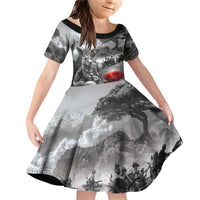 Black ANZAC Day The Battle of Lone Pine Family Matching Off Shoulder Short Dress and Hawaiian Shirt Kiwi-Kangaroo Soldier Lest We Forget