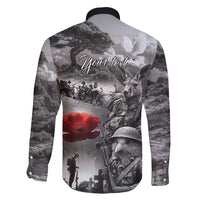 Black ANZAC Day The Battle of Lone Pine Family Matching Off Shoulder Short Dress and Hawaiian Shirt Kiwi-Kangaroo Soldier Lest We Forget