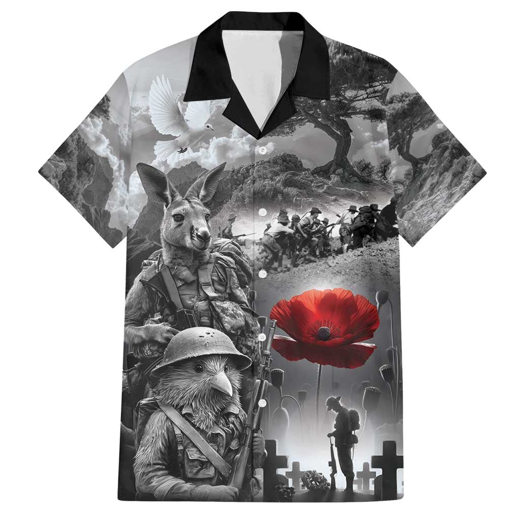 Black ANZAC Day The Battle of Lone Pine Family Matching Puletasi and Hawaiian Shirt Kiwi-Kangaroo Soldier Lest We Forget