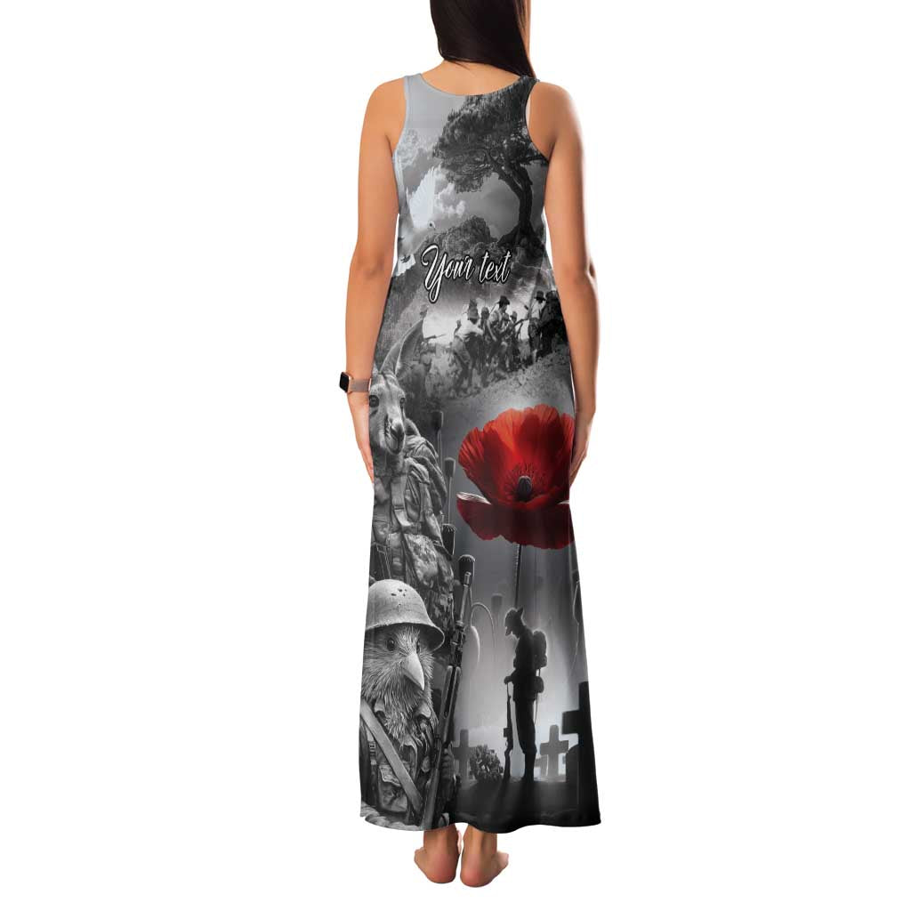 Black ANZAC Day The Battle of Lone Pine Family Matching Tank Maxi Dress and Hawaiian Shirt Kiwi-Kangaroo Soldier Lest We Forget