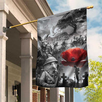 Black ANZAC Day The Battle of Lone Pine Garden Flag Kiwi-Kangaroo Soldier Lest We Forget LT9 House Flag Black - Polynesian Pride