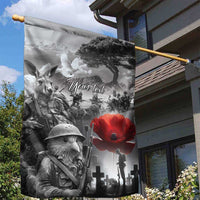 Black ANZAC Day The Battle of Lone Pine Garden Flag Kiwi-Kangaroo Soldier Lest We Forget LT9 - Polynesian Pride