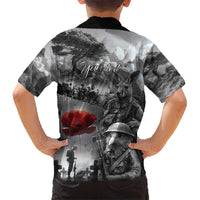 Black ANZAC Day The Battle of Lone Pine Kid Hawaiian Shirt Kiwi-Kangaroo Soldier Lest We Forget LT9 - Polynesian Pride