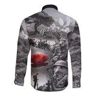 Black ANZAC Day The Battle of Lone Pine Long Sleeve Button Shirt Kiwi-Kangaroo Soldier Lest We Forget LT9 - Polynesian Pride