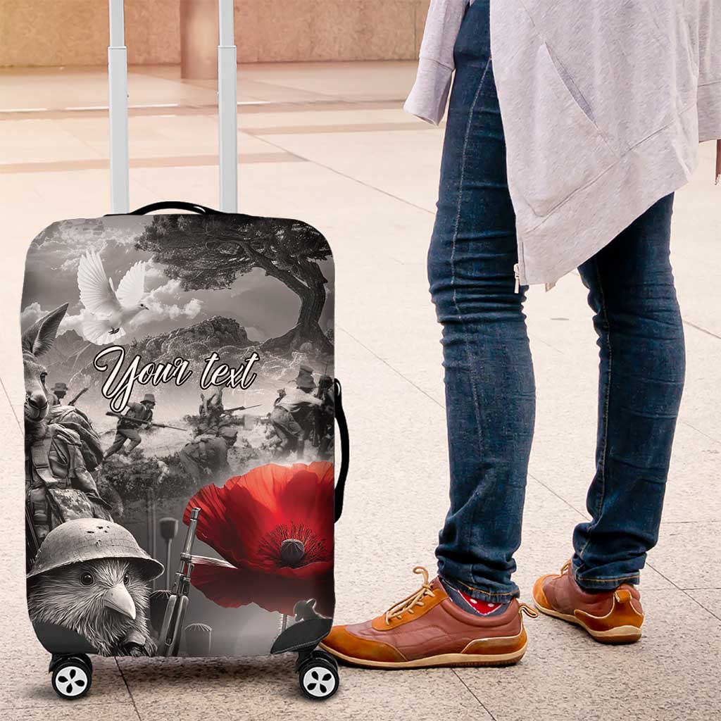 Black ANZAC Day The Battle of Lone Pine Luggage Cover Kiwi-Kangaroo Soldier Lest We Forget