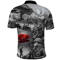 Black ANZAC Day The Battle of Lone Pine Polo Shirt Kiwi-Kangaroo Soldier Lest We Forget