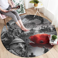 Black ANZAC Day The Battle of Lone Pine Round Carpet Kiwi-Kangaroo Soldier Lest We Forget