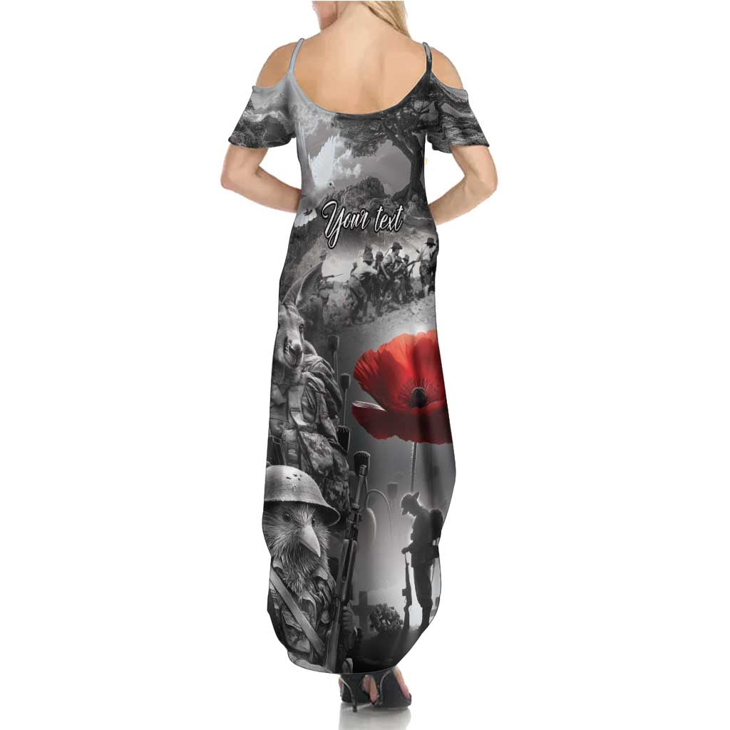 Black ANZAC Day The Battle of Lone Pine Summer Maxi Dress Kiwi-Kangaroo Soldier Lest We Forget