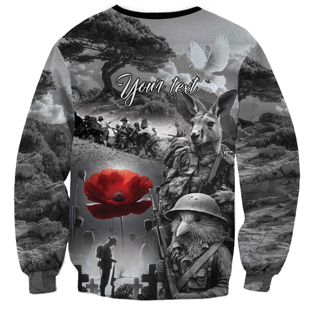 Black ANZAC Day The Battle of Lone Pine Sweatshirt Kiwi-Kangaroo Soldier Lest We Forget LT9 - Polynesian Pride