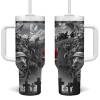 Black ANZAC Day The Battle of Lone Pine Tumbler With Handle Kiwi-Kangaroo Soldier Lest We Forget