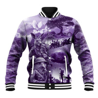Purple ANZAC Day The Battle of Lone Pine Baseball Jacket Kiwi-Kangaroo Soldier Lest We Forget LT9 Unisex Purple - Polynesian Pride