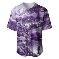 Purple ANZAC Day The Battle of Lone Pine Baseball Jersey Kiwi-Kangaroo Soldier Lest We Forget