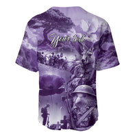 Purple ANZAC Day The Battle of Lone Pine Baseball Jersey Kiwi-Kangaroo Soldier Lest We Forget