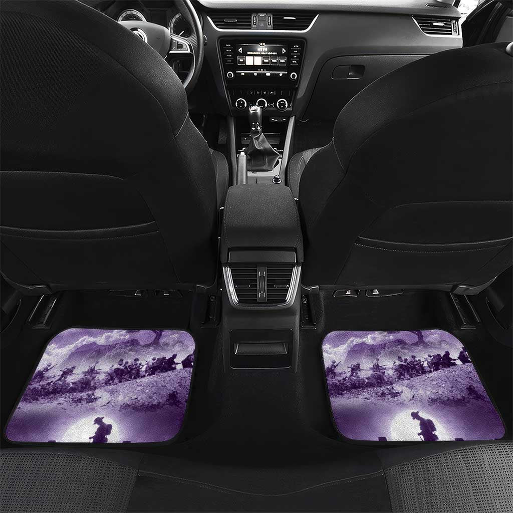 Purple ANZAC Day The Battle of Lone Pine Car Mats Kiwi-Kangaroo Soldier Lest We Forget LT9 Set 2pcs - Back Purple - Polynesian Pride
