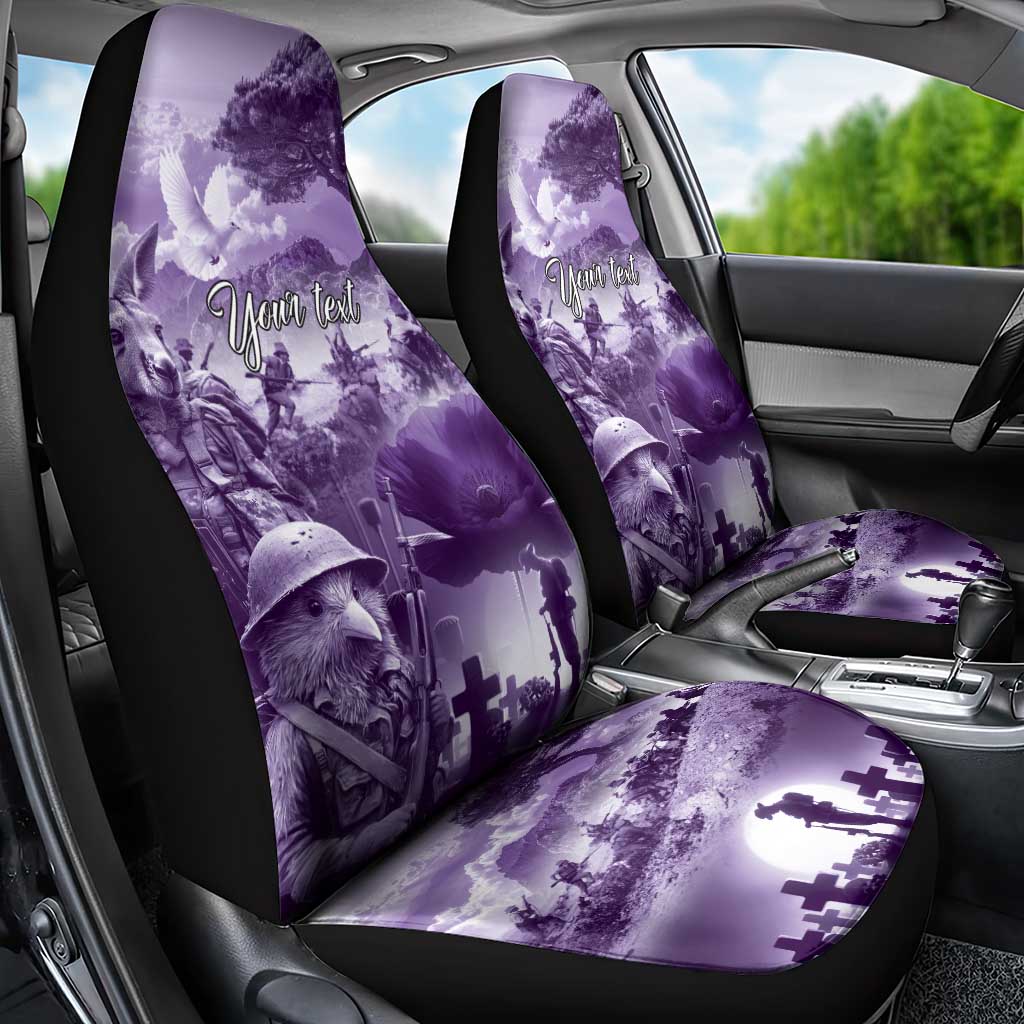 Purple ANZAC Day The Battle of Lone Pine Car Seat Cover Kiwi-Kangaroo Soldier Lest We Forget