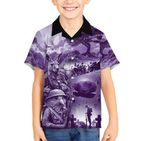Purple ANZAC Day The Battle of Lone Pine Hawaiian Shirt Kiwi-Kangaroo Soldier Lest We Forget