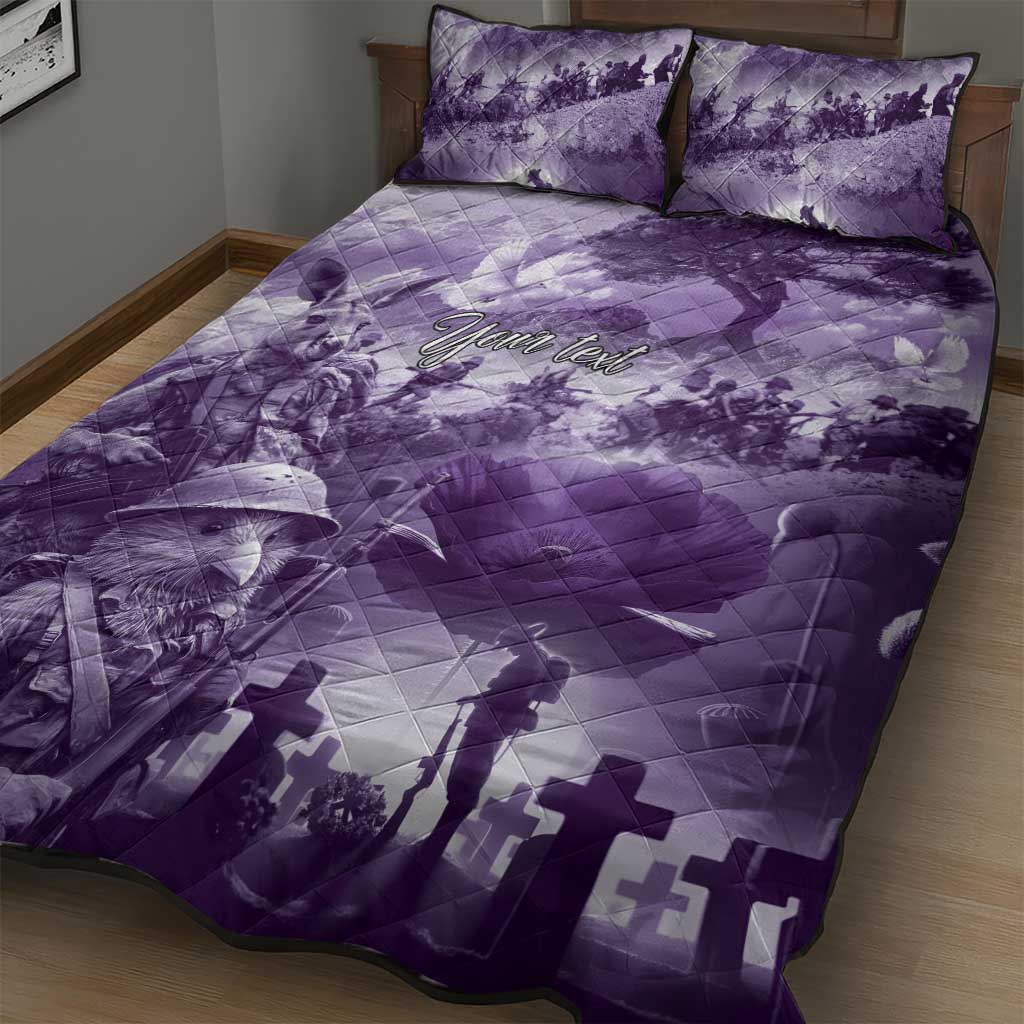 Purple ANZAC Day The Battle of Lone Pine Quilt Bed Set Kiwi-Kangaroo Soldier Lest We Forget LT9 - Polynesian Pride
