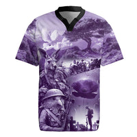 Purple ANZAC Day The Battle of Lone Pine Rugby Jersey Kiwi-Kangaroo Soldier Lest We Forget