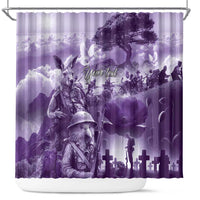 Purple ANZAC Day The Battle of Lone Pine Shower Curtain Kiwi-Kangaroo Soldier Lest We Forget