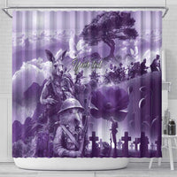 Purple ANZAC Day The Battle of Lone Pine Shower Curtain Kiwi-Kangaroo Soldier Lest We Forget