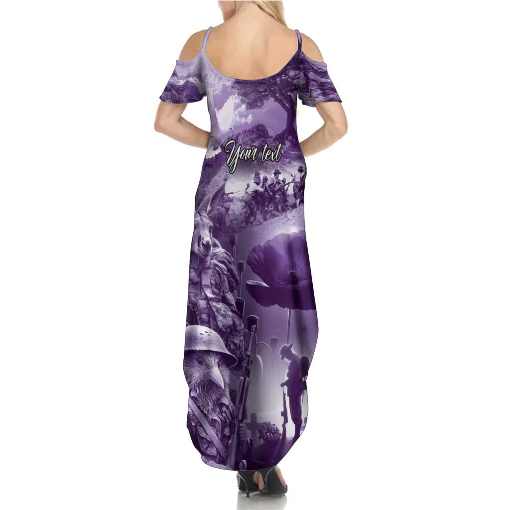 Purple ANZAC Day The Battle of Lone Pine Summer Maxi Dress Kiwi-Kangaroo Soldier Lest We Forget