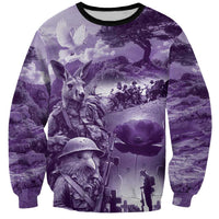 Purple ANZAC Day The Battle of Lone Pine Sweatshirt Kiwi-Kangaroo Soldier Lest We Forget LT9 Unisex Purple - Polynesian Pride