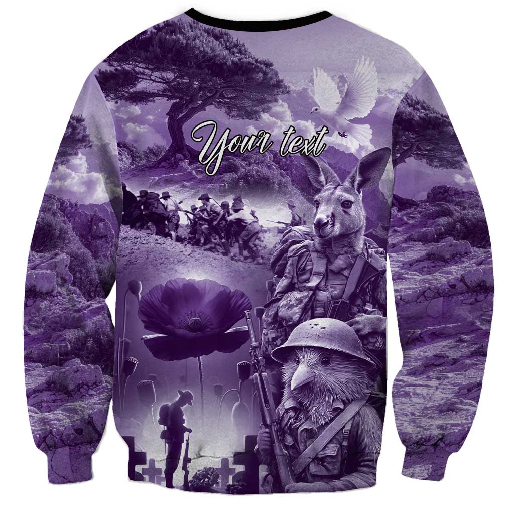 Purple ANZAC Day The Battle of Lone Pine Sweatshirt Kiwi-Kangaroo Soldier Lest We Forget LT9 - Polynesian Pride