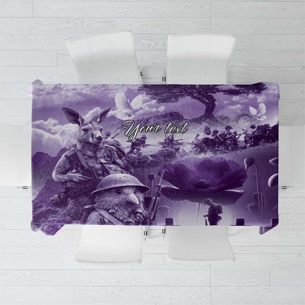 Purple ANZAC Day The Battle of Lone Pine Tablecloth Kiwi-Kangaroo Soldier Lest We Forget LT9 Purple - Polynesian Pride