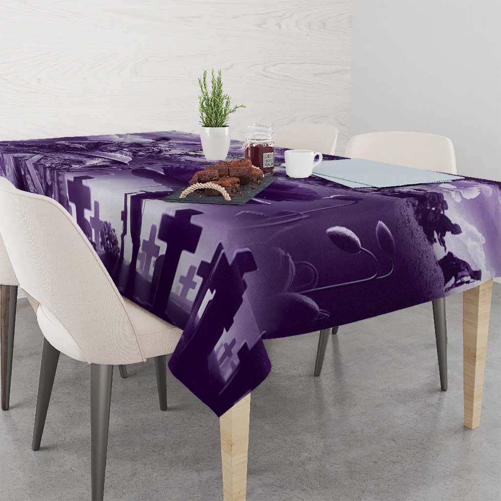 Purple ANZAC Day The Battle of Lone Pine Tablecloth Kiwi-Kangaroo Soldier Lest We Forget LT9 - Polynesian Pride
