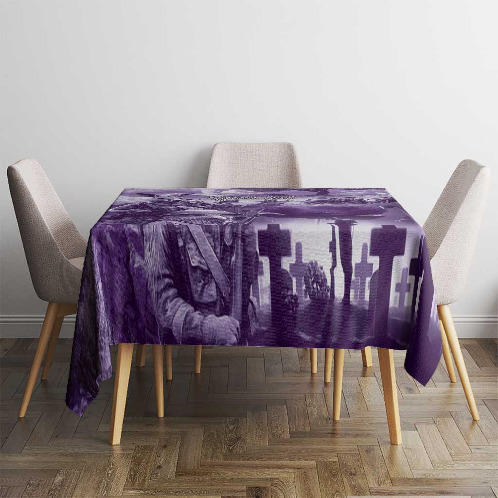 Purple ANZAC Day The Battle of Lone Pine Tablecloth Kiwi-Kangaroo Soldier Lest We Forget LT9 - Polynesian Pride