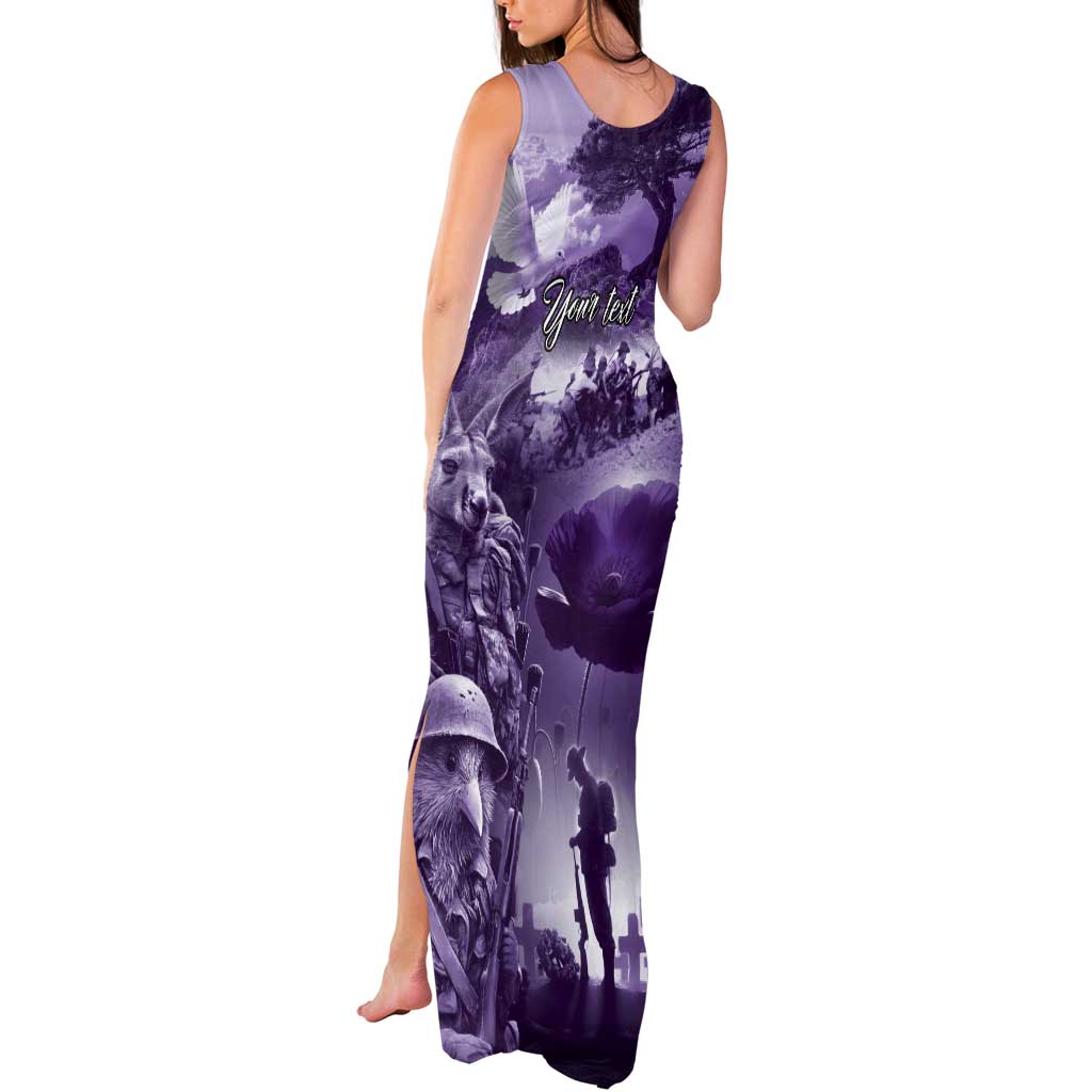 Purple ANZAC Day The Battle of Lone Pine Tank Maxi Dress Kiwi-Kangaroo Soldier Lest We Forget