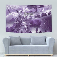 Purple ANZAC Day The Battle of Lone Pine Tapestry Kiwi-Kangaroo Soldier Lest We Forget