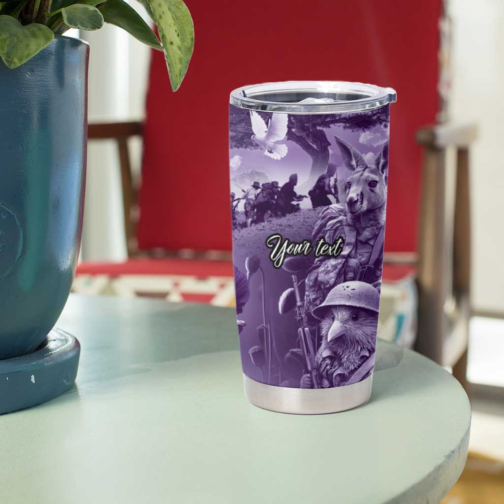 Purple ANZAC Day The Battle of Lone Pine Tumbler Cup Kiwi-Kangaroo Soldier Lest We Forget